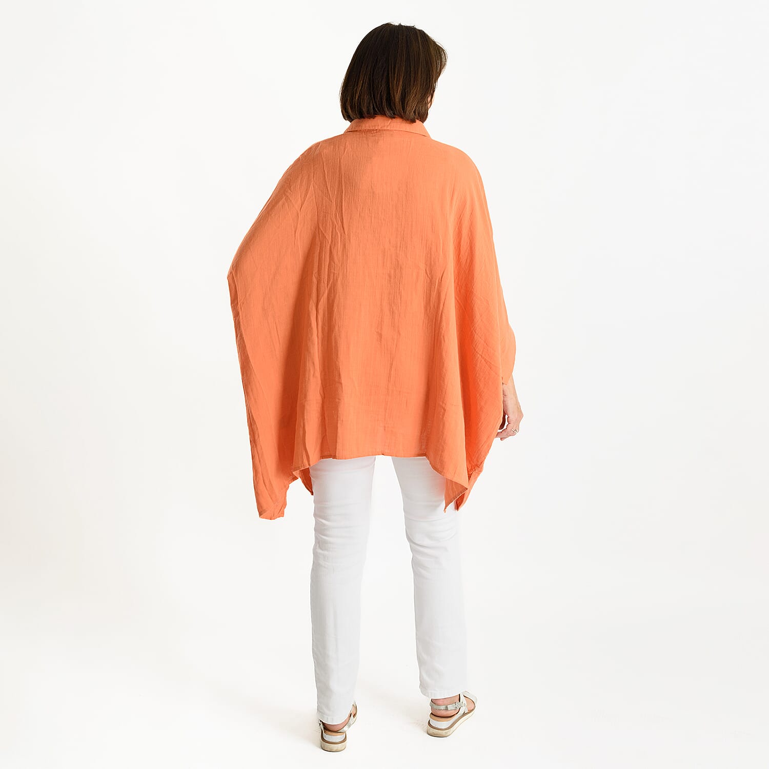 Tamsy 100% Cotton Oversized Top with Pockets (One Size) - Pale Orange