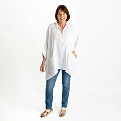 TAMSY Pure Cotton Oversized Top with Pockets