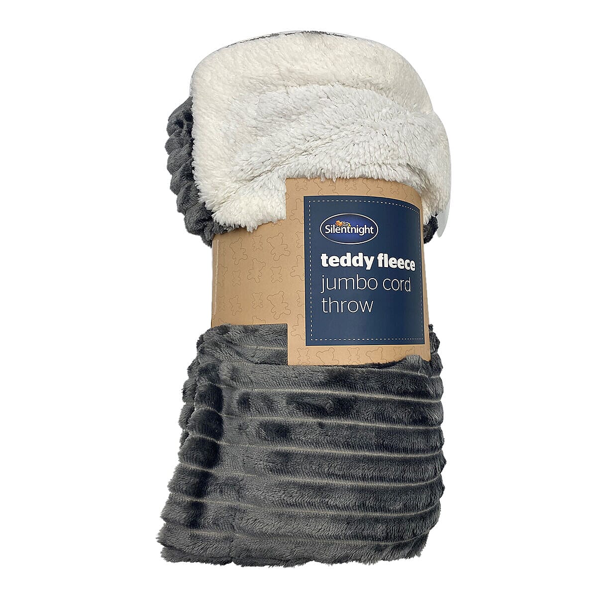 Closeout Deal Silentnight Cord Blanket Size 150x125 cm White and Grey 7504452 TJC