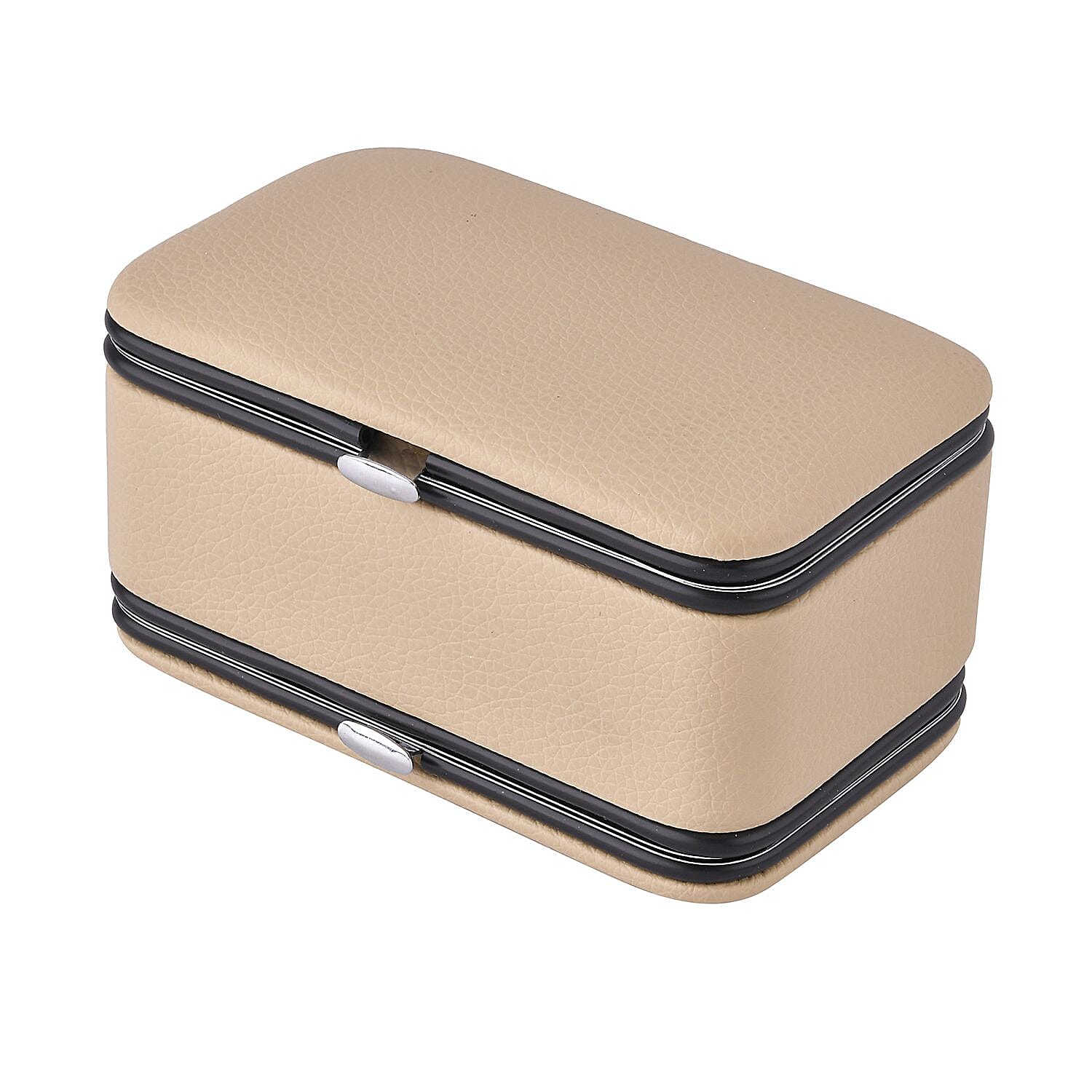 Jewellery Organizer with 6 Manicure Set and 1 Crystal Studded Bracelet (Size 7.50) - Beige