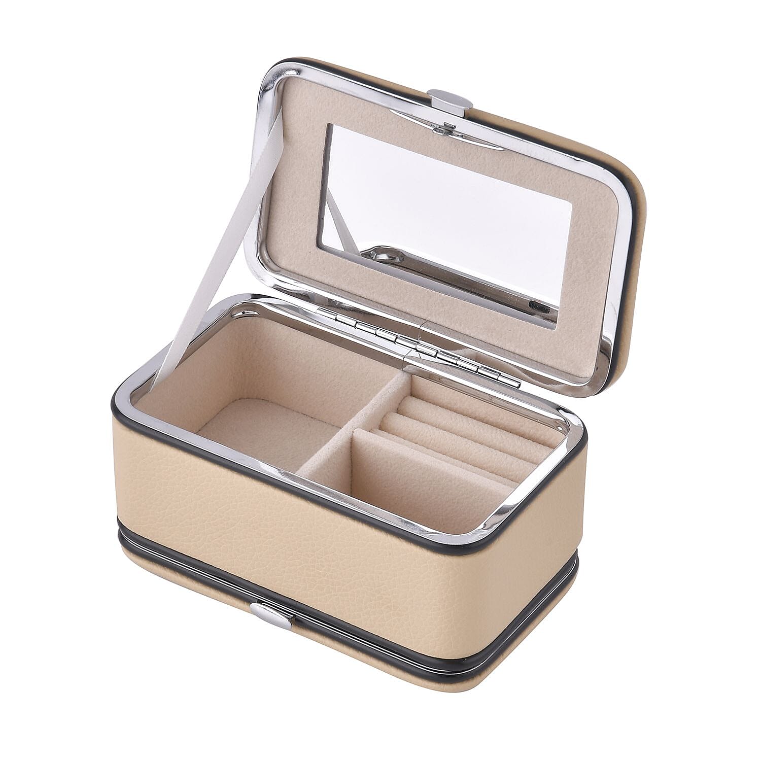 Jewellery Organizer with 6 Manicure Set and 1 Crystal Studded Bracelet (Size 7.50) - Beige