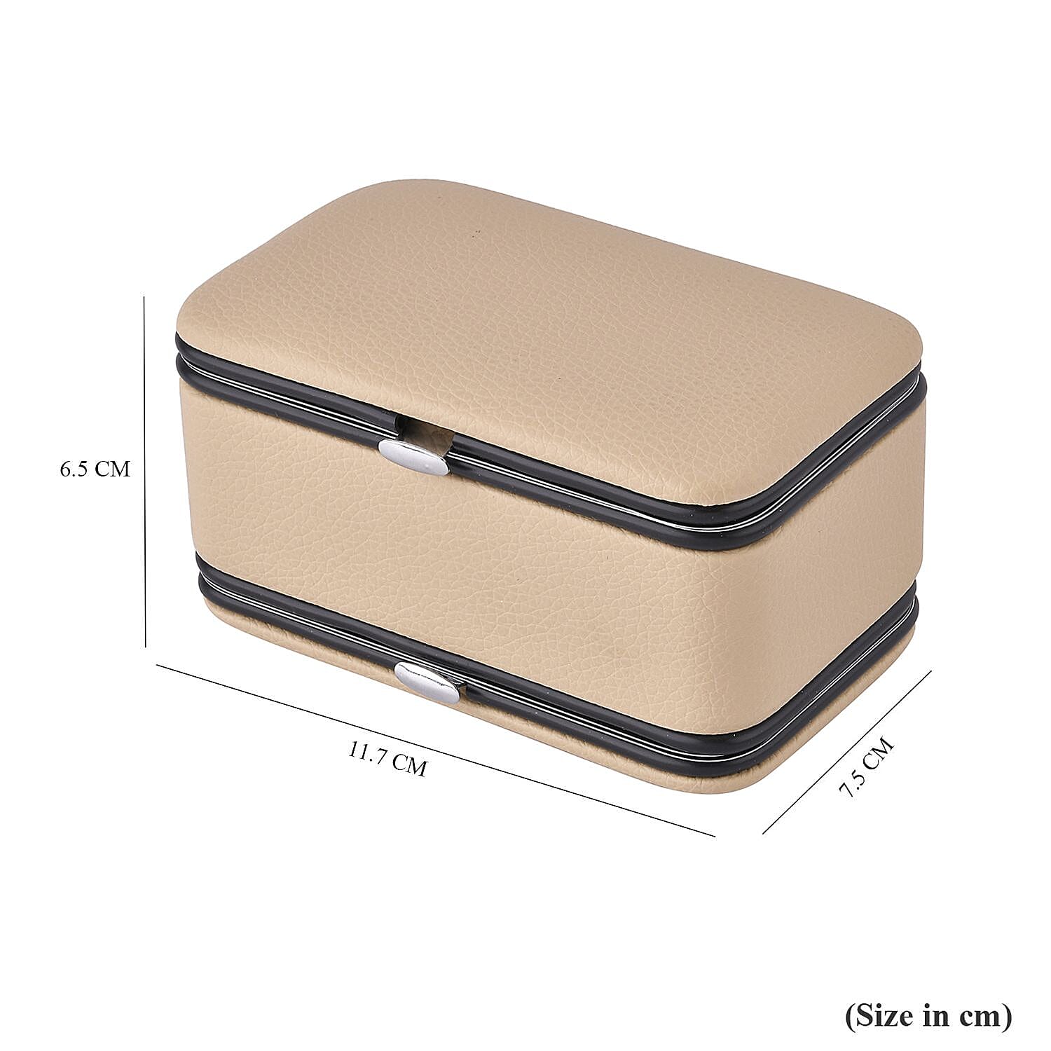 Jewellery Organizer with 6 Manicure Set and 1 Crystal Studded Bracelet (Size 7.50) - Beige