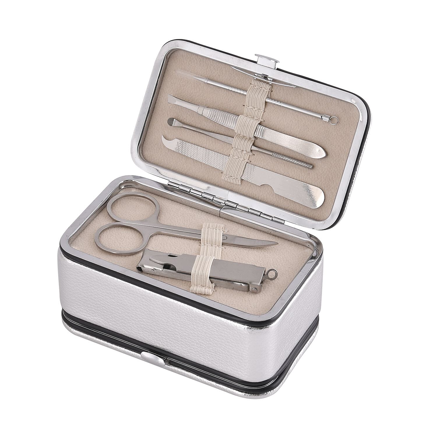 Mega Deal-  Jewellery Organizer with 6 Manicure Set with a  Bracelet (Size 7.5) - Silver