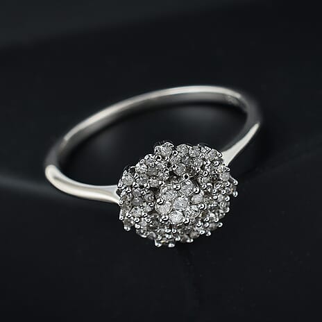 Close Out  - 9K White Gold Diamond (G-H) Cluster Ring 0.50 Ct.