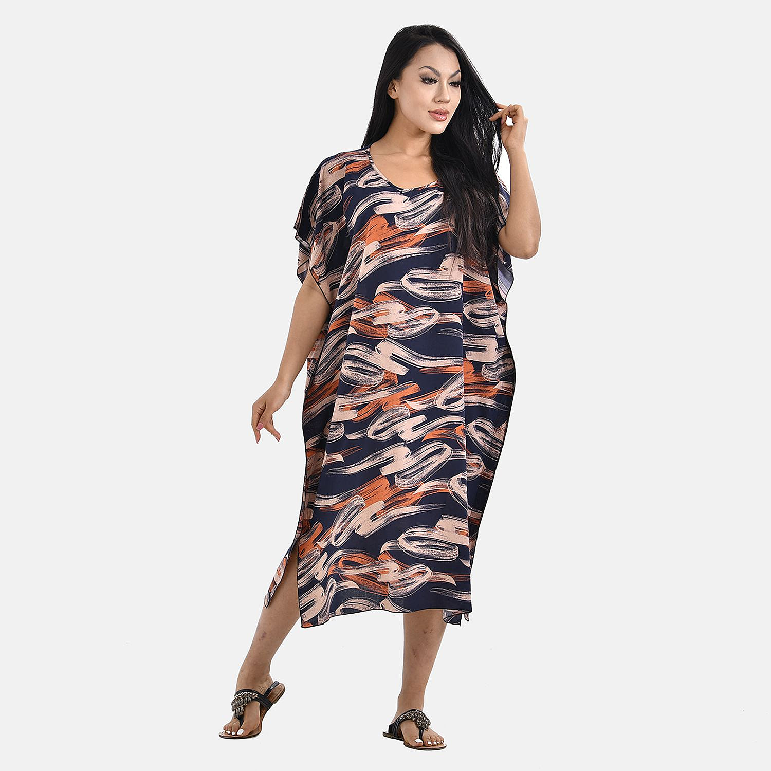 Closeout Deal Printed Maxi Kaftan Dress