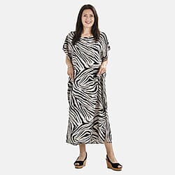 Closeout Deal 100% Viscose Camel Stripe Print Maxi Kaftan (One Size 8-20)