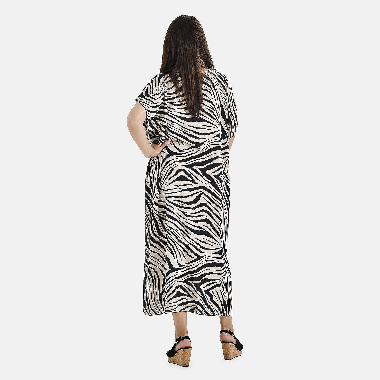 Closeout Deal 100% Viscose Camel Stripe Print Maxi Kaftan (One Size 8-20)