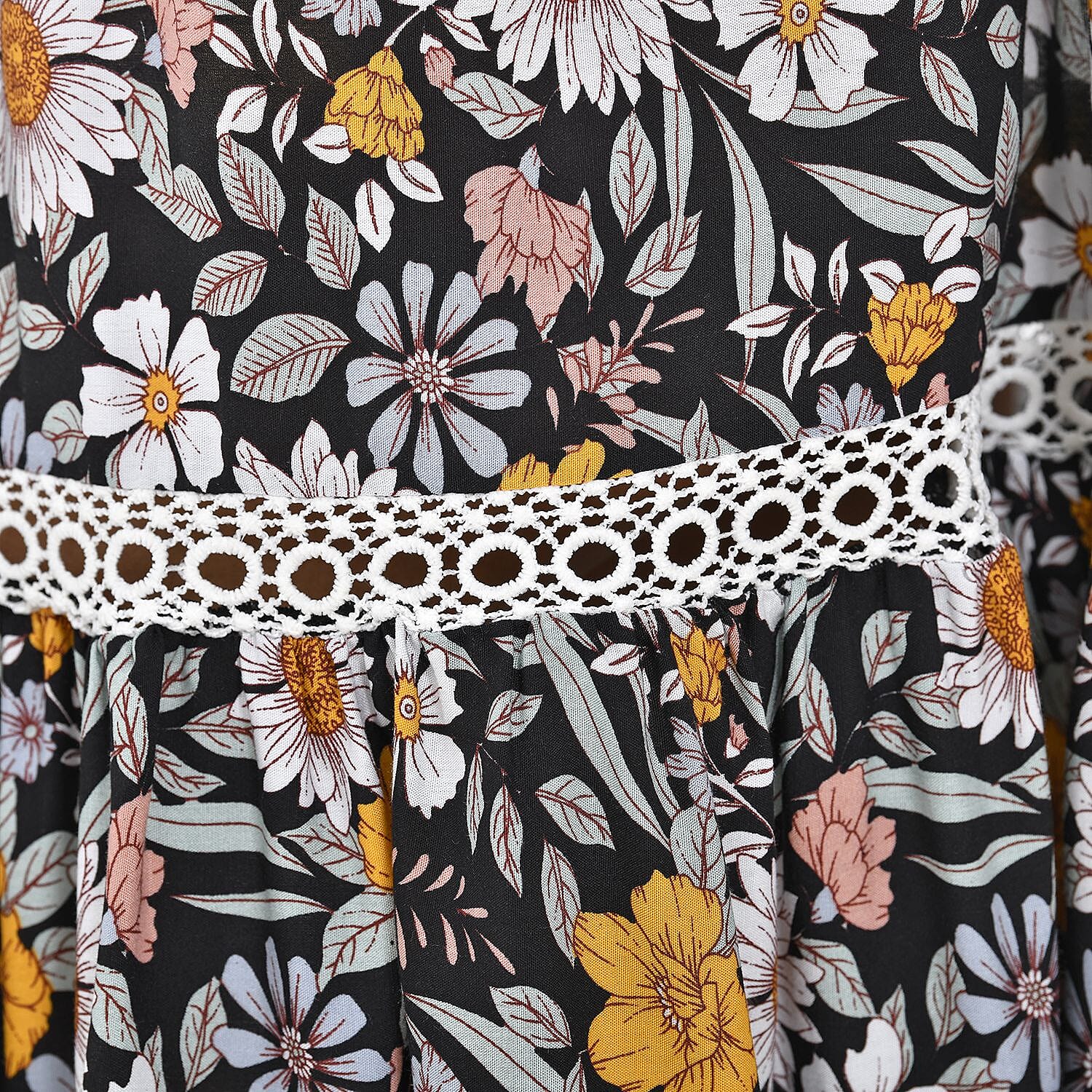 100% Viscose Close Out Print Maxi Skirts (One size ) - Black