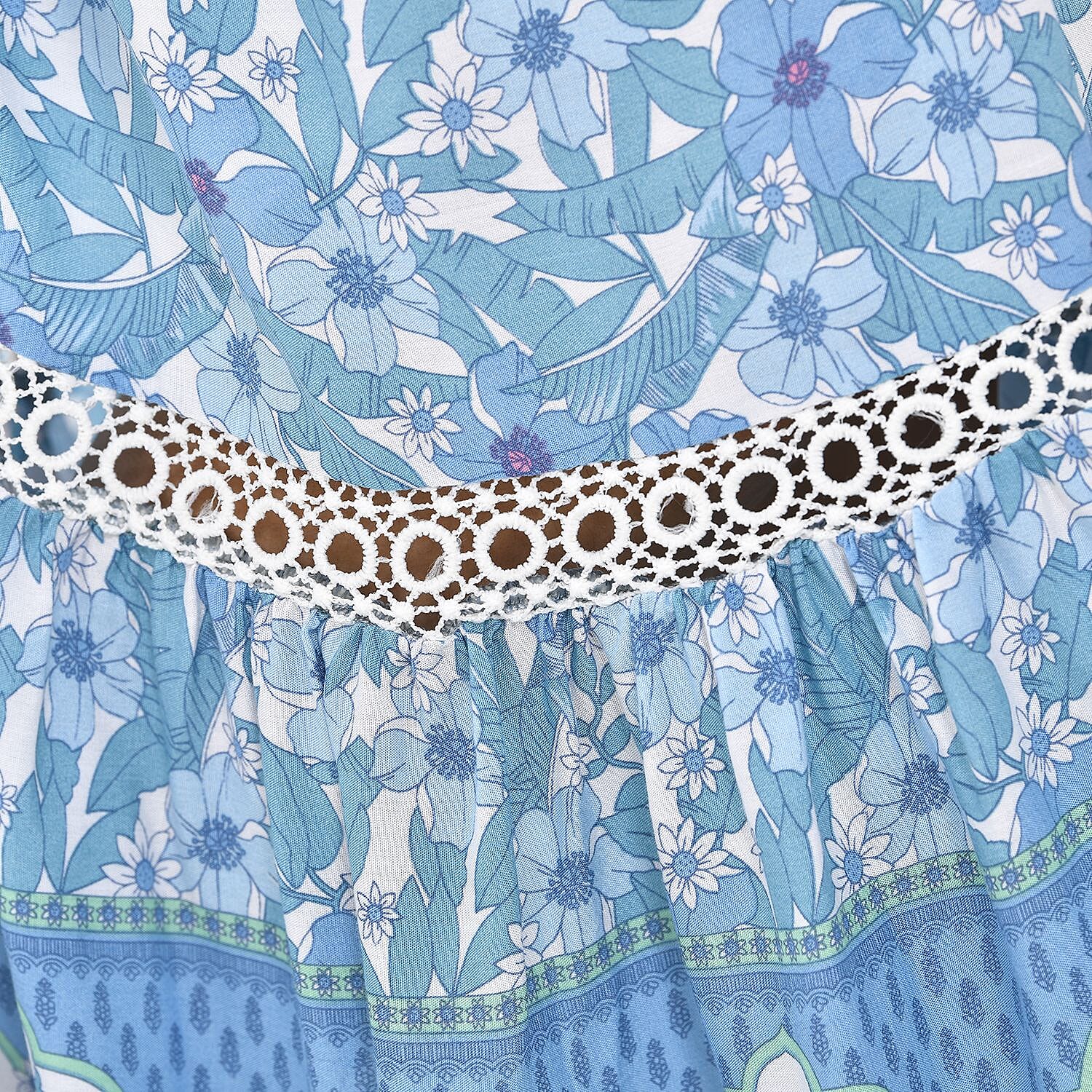 100% Viscose Close Out Print Maxi Skirts (One size 8-18 ) - Blue