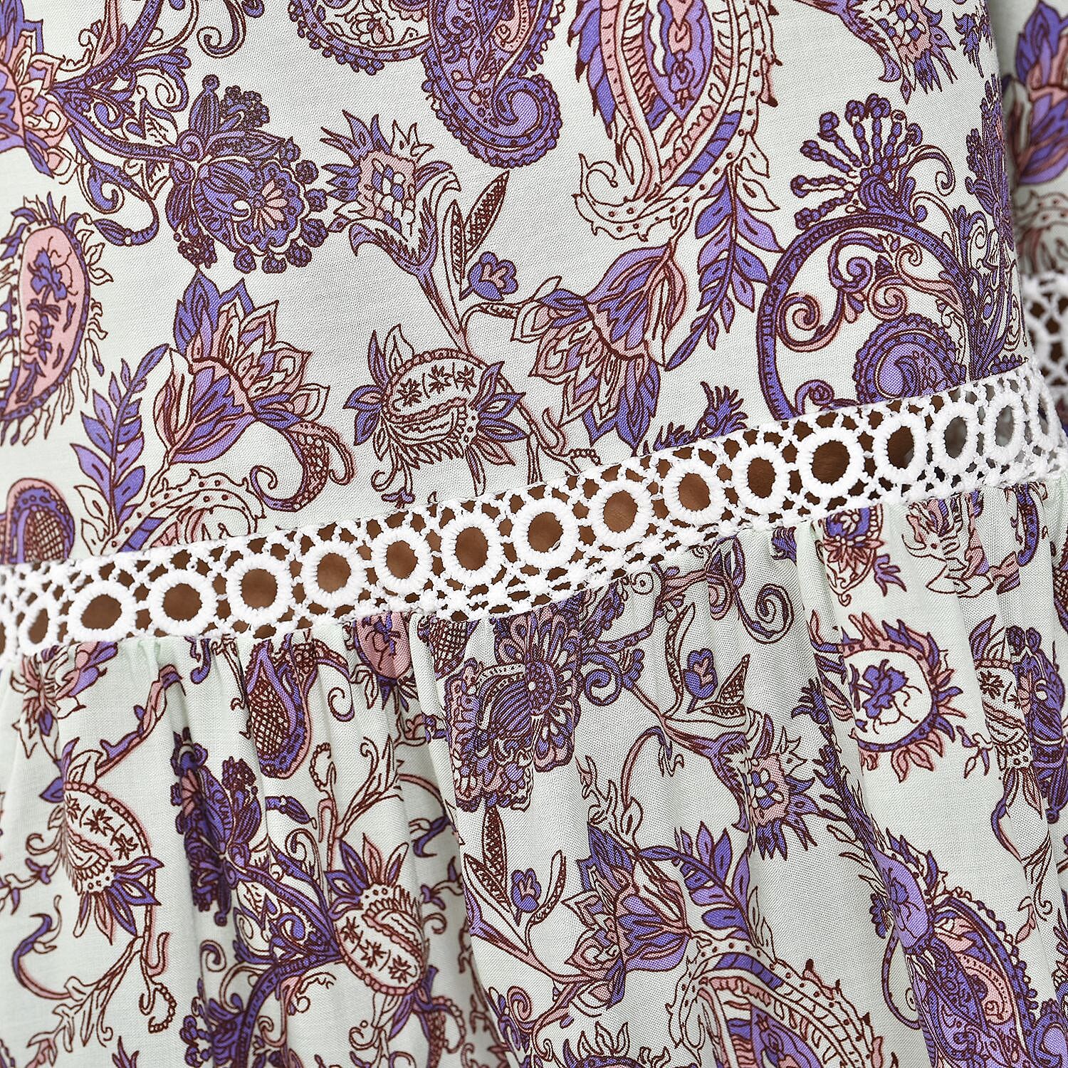 Close Out - 100% Viscose Paisley Print Maxi Skirts (One size - 8-18 ) - Light Mint, Purple and Pink