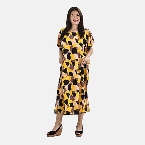 Closeout Deal 100% Viscose Maxi Kaftan (One Size 8-20) - Yellow