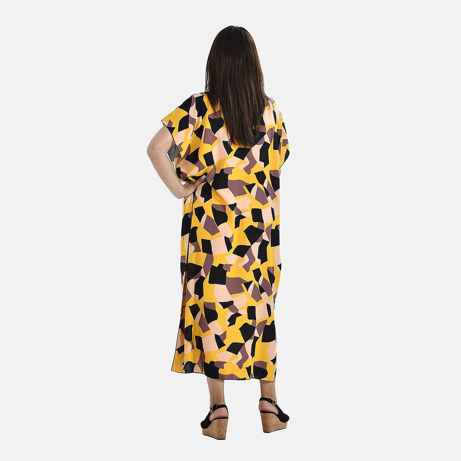 Closeout Deal 100% Viscose Maxi Kaftan (One Size 8-20) - Yellow