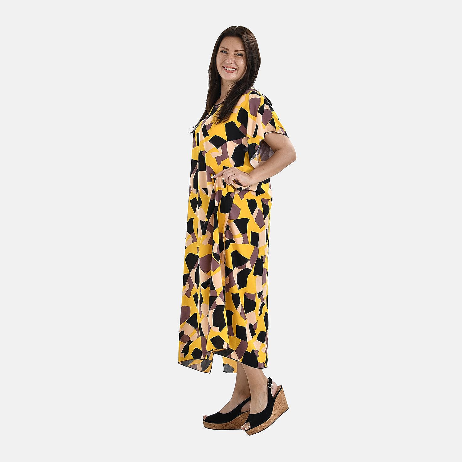 Closeout Deal 100% Viscose Maxi Kaftan (One Size 8-20) - Yellow