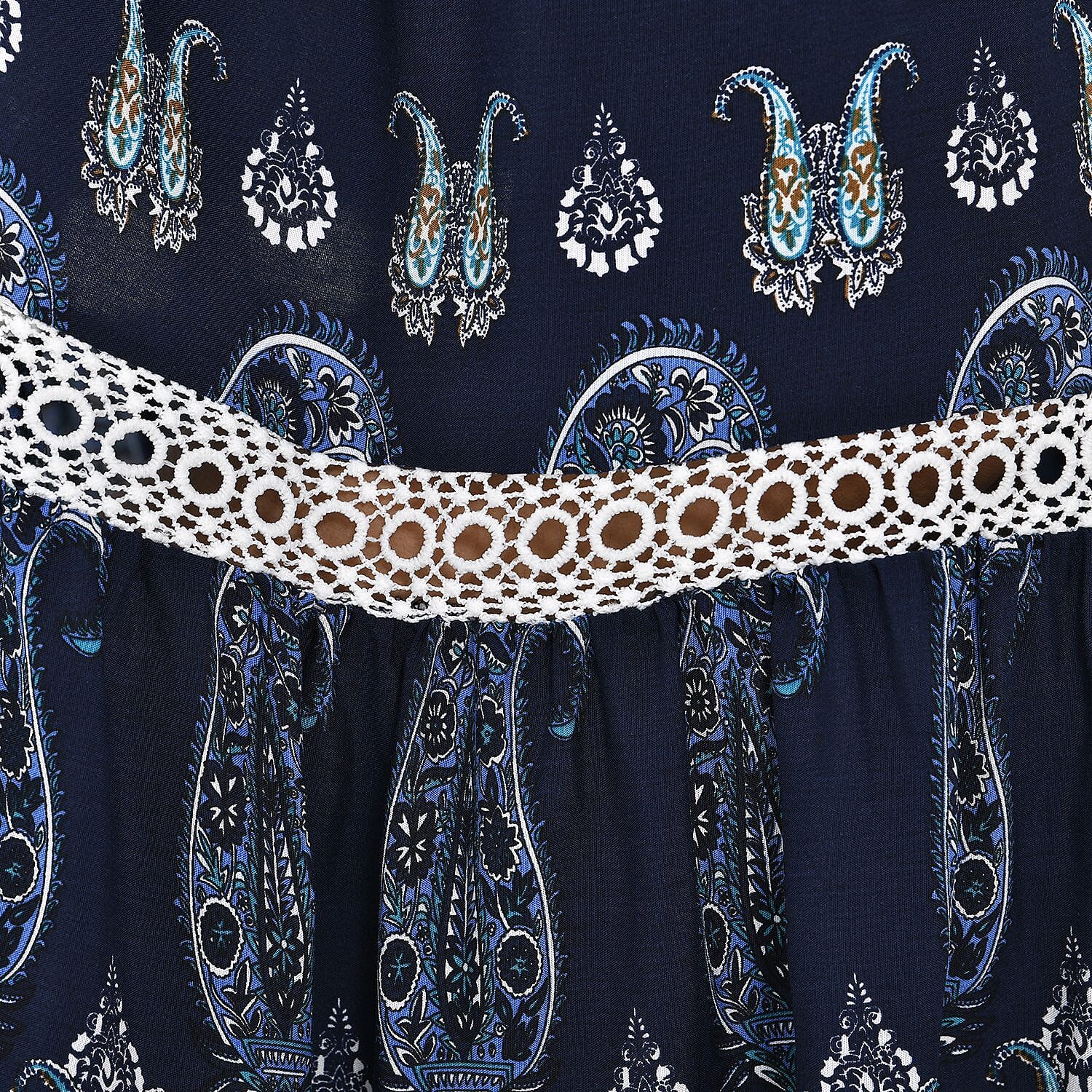 100% Viscose Close Out Print Maxi Skirts (One size 8-18 ) - Navy Blue