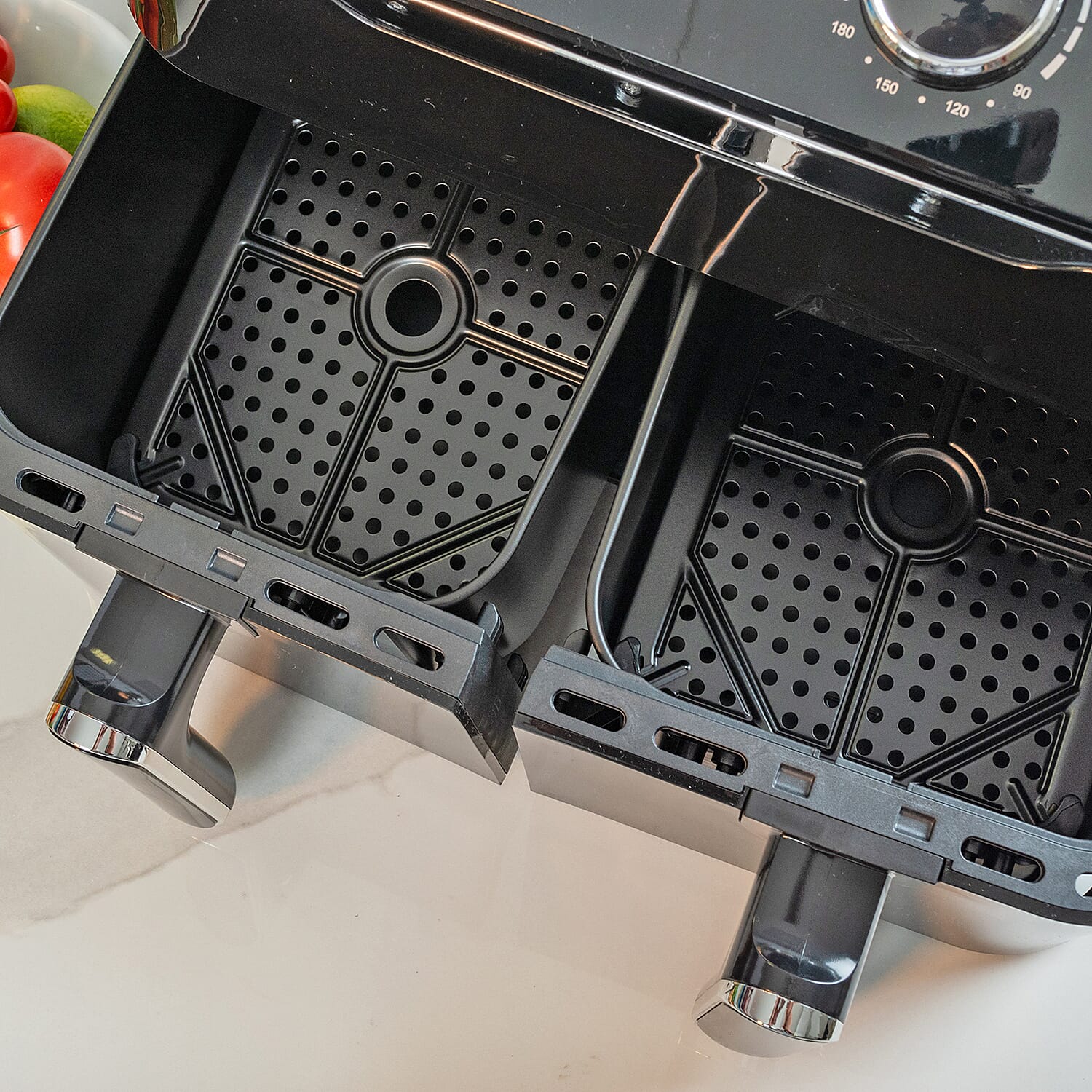 Homesmart Dual Air Fryer - Air Fry, Roast, Bake, Reheat - Uses little to no oil, Dishwasher Safe  (4L-4L Draws - 2x1400W) - Black