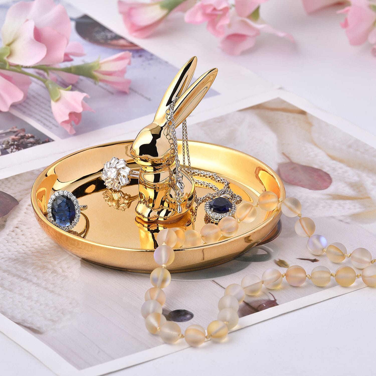 Rabbit Jewellery Organiser (Size 13x13x8 cm) - Gold