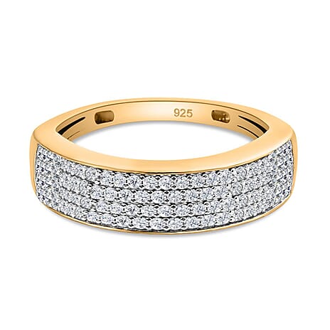 Moissanite Band Ring in 18K Vermeil Yellow Gold Plated Sterling Silver