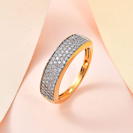 Moissanite Band Ring in 18K Vermeil Yellow Gold Plated Sterling Silver