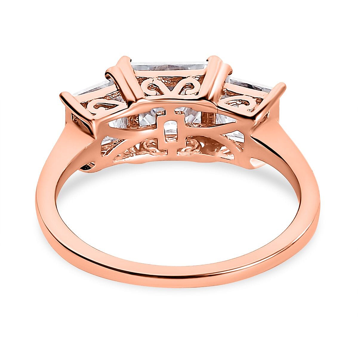 Moissanite 3 Stone Ring in Sterling Silve Moissanite 3 Stone Ring in Sterling Silve