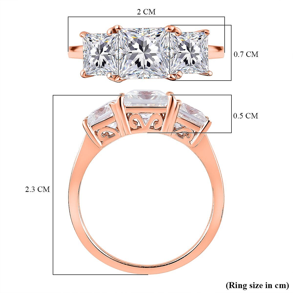 Moissanite 3 Stone Ring in Sterling Silve Moissanite 3 Stone Ring in Sterling Silve