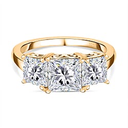 Moissanite 3-Stone Ring in Sterling Silver