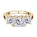 Moissanite 3 Stone Ring in Sterling Silve