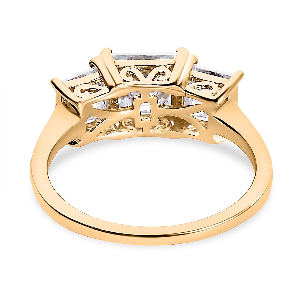 Moissanite 3 Stone Ring in Sterling Silver