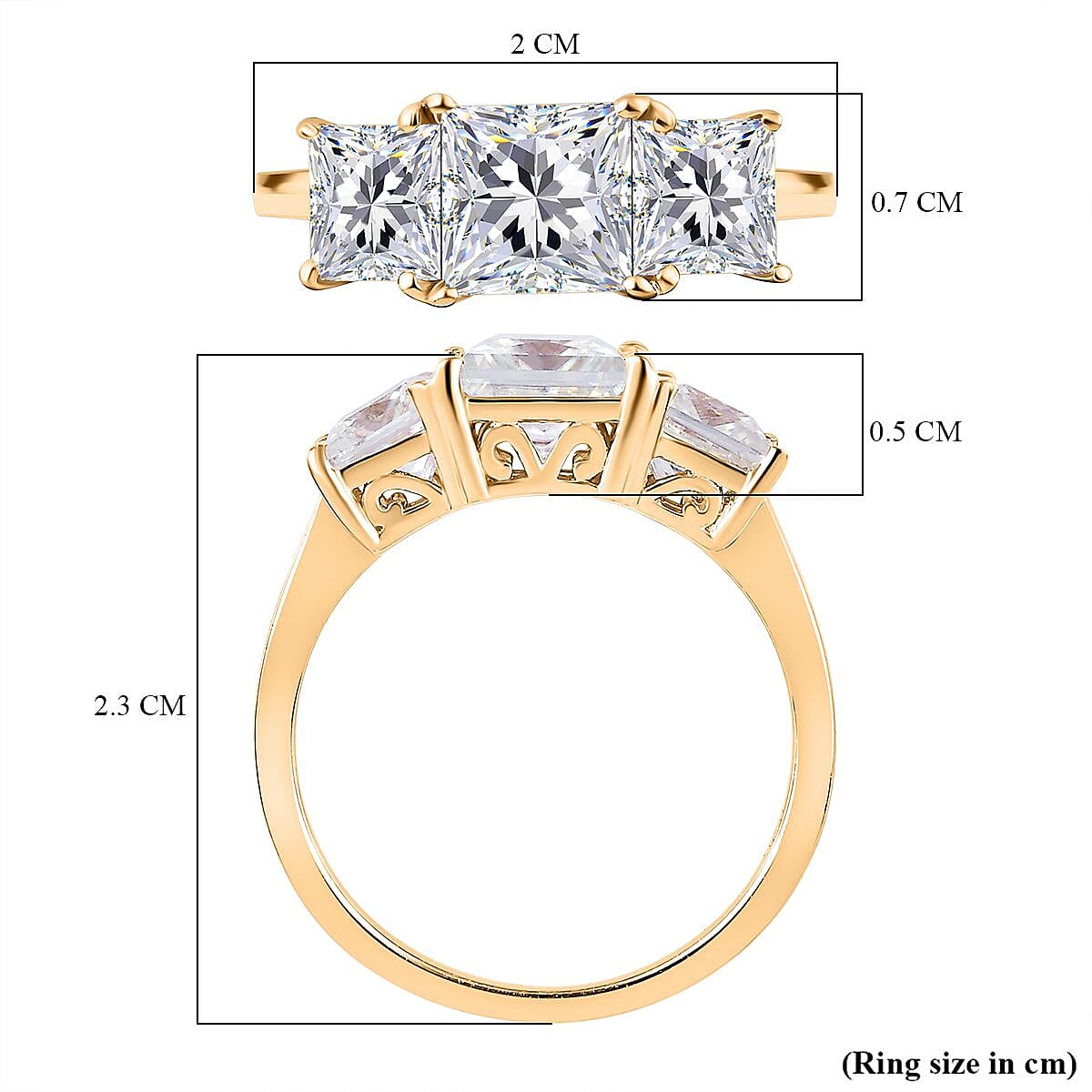 Moissanite 3 Stone Ring in Sterling Silver