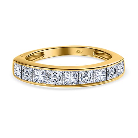 Moissanite Half Eternity Ring in 18K Vermeil Yellow Gold Plated Sterling Silver Moissanite Half Eternity Ring in 18K Vermeil Yellow Gold Plated Sterling Silver