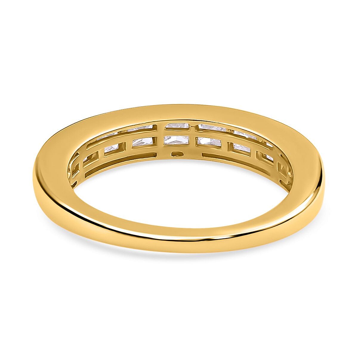 Moissanite Half Eternity Ring in 18K Vermeil Yellow Gold Plated Sterling Silver 1.36 Ct.