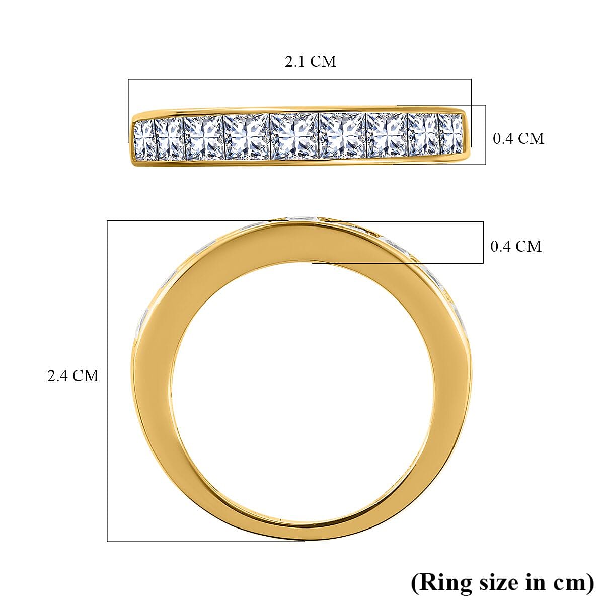 Moissanite Half Eternity Ring in 18K Vermeil Yellow Gold Plated Sterling Silver 1.36 Ct.