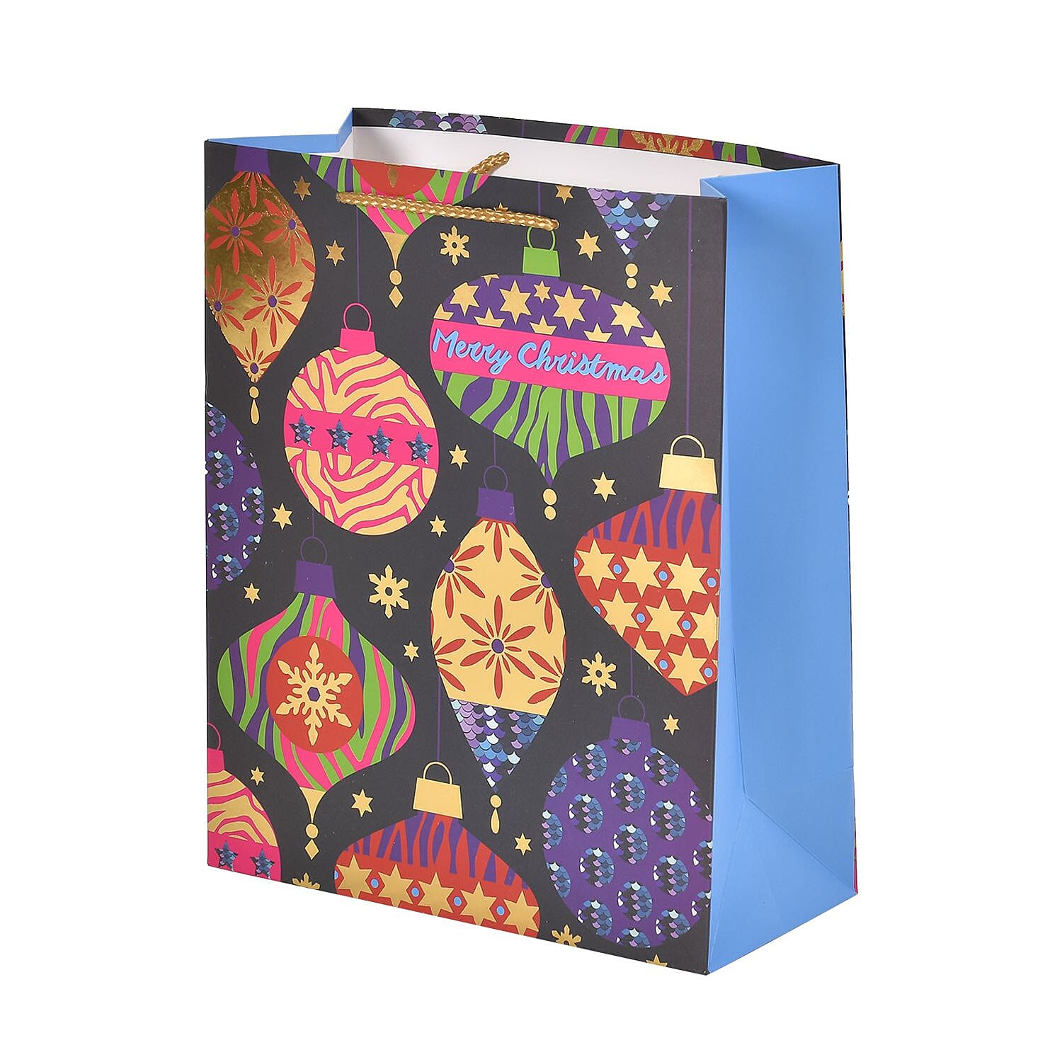 Set of 16 Christmas Theme Gift Paper Bags in 3 Sizes With 4 Different Design - (Colourful Ball - Colourful Reindeer - Hot Air Balloo - Colourfu Christmas Tree) Multi Color.
