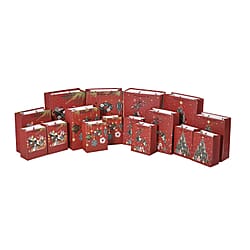 Set of 16 Christmas Theme Gift Paper Bags in 3 Sizes With 4 Different Design - (Hanging Santa+Santa in Carriage +Santa in Gift Box + Santa in Car)