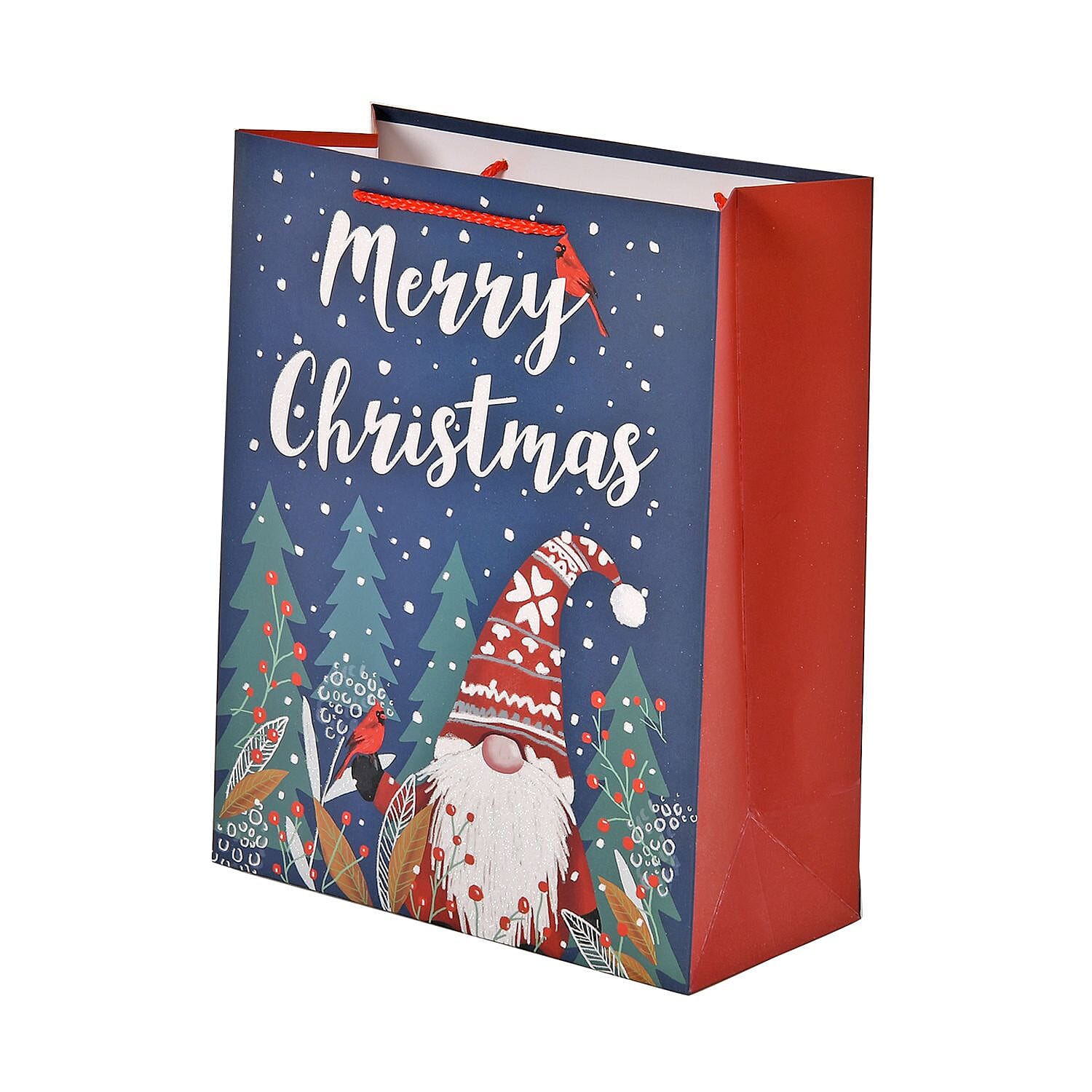 Set of 16 Christmas Theme Gift Paper Bags in 3 Sizes With 4 Different Design - (Santa in the Forest - Santa Climbing a Ladder - Santa Swinging - Santa Carrying a Lantern)