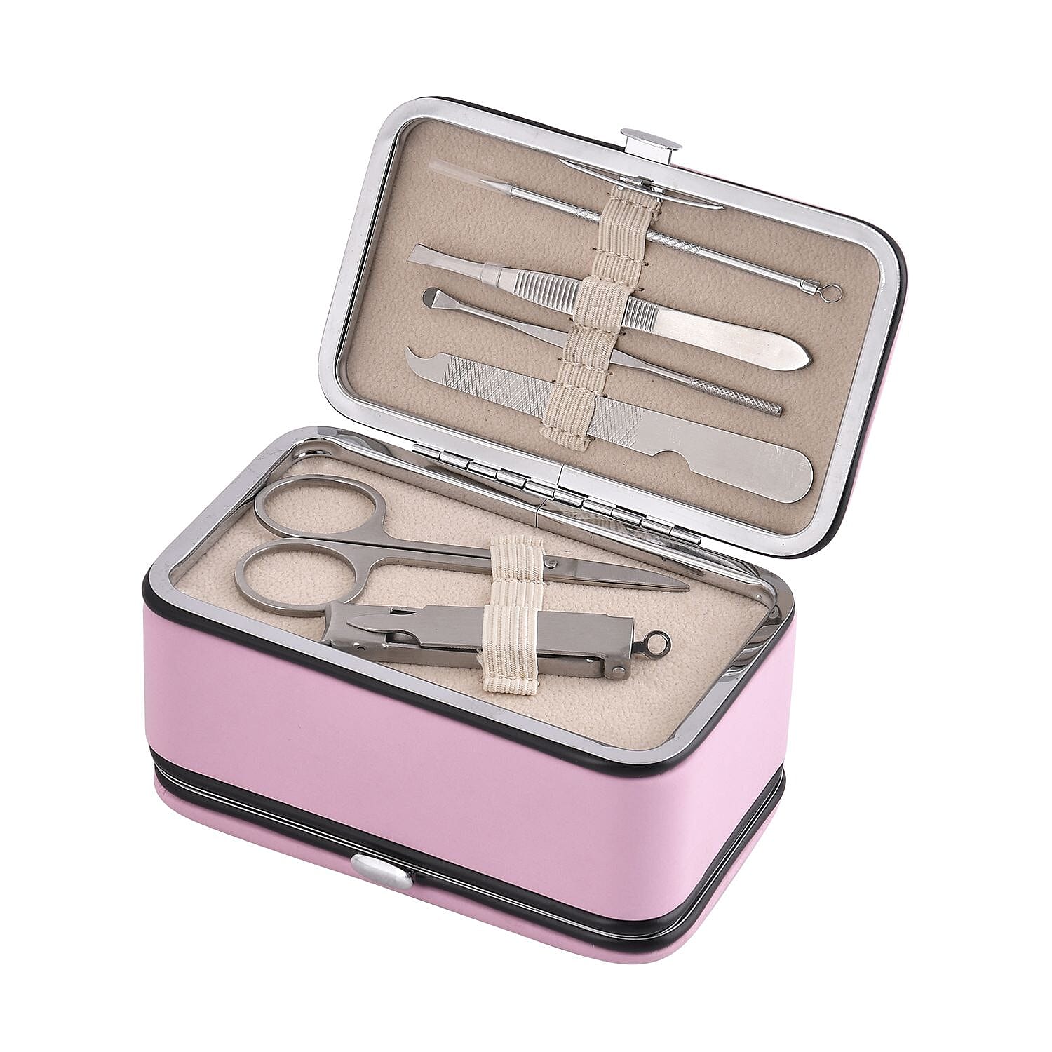 Mega Deal-  Jewellery Organizer with 6 Manicure Set with a  Bracelet (Size 7.5) - Pink