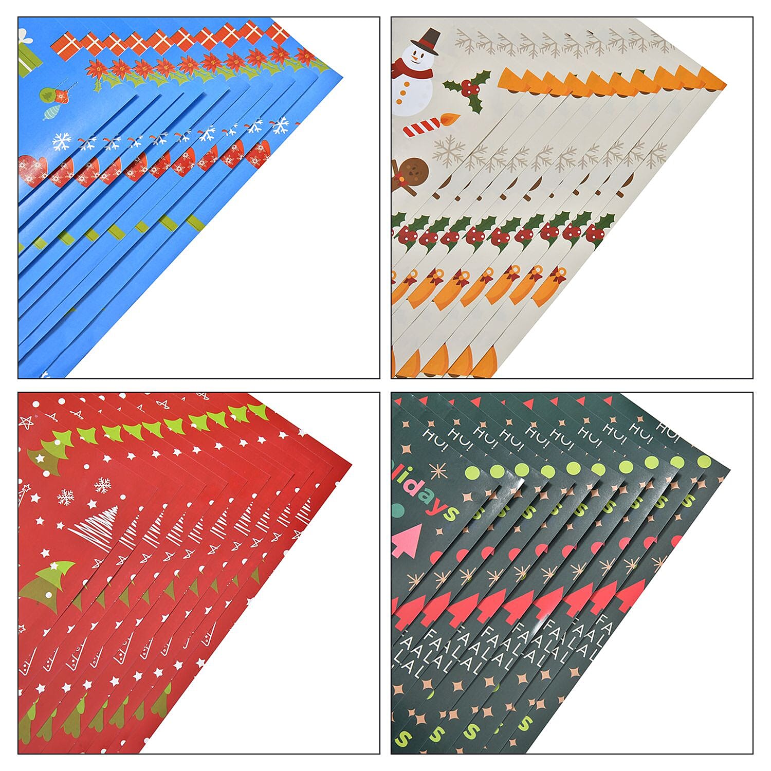 Set of 40 Pieces (10 Pieces x 4 Styles) Wrapping Papers (Size - 74x51 cm) - Multi