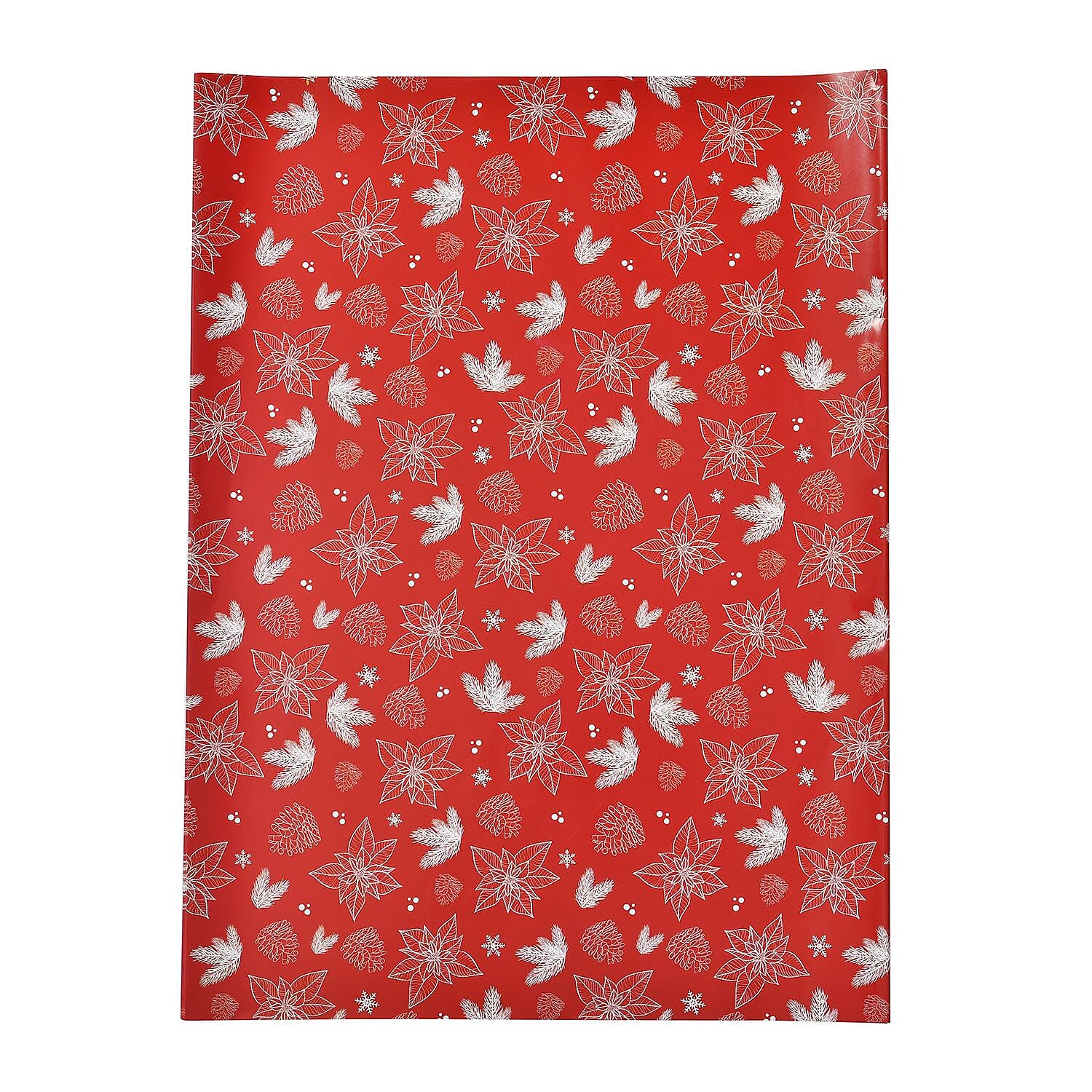 Set of 40 Pieces Christmas Theme Wrapping Paper (Size74x51cm) -  Red - White