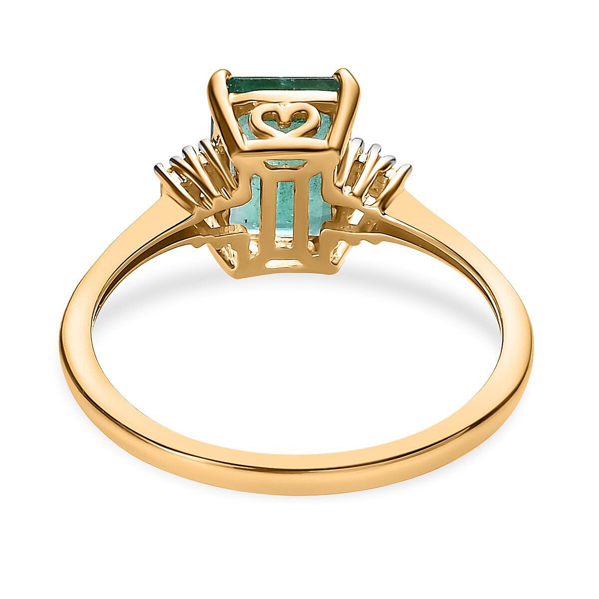 9K Yellow Gold AAA Gemfields Emerald and Diamond (G-H) Ring 1.70 Ct.