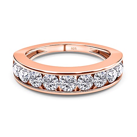 Moissanite Half- Eternity Band Ring in 18K Vermeil Rose Gold Plated  Sterling Silver