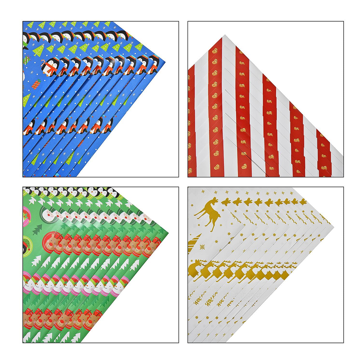 Set of 40 Pieces (10 Pieces x 4 Styles) Wrapping Papers (Size - 74x51 cm) - Multi