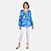 100% Viscose Long Sleeves Abstract Top (Size M) - Orange