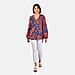 100% Viscose Long Sleeves Abstract Top (Size M) - Orange