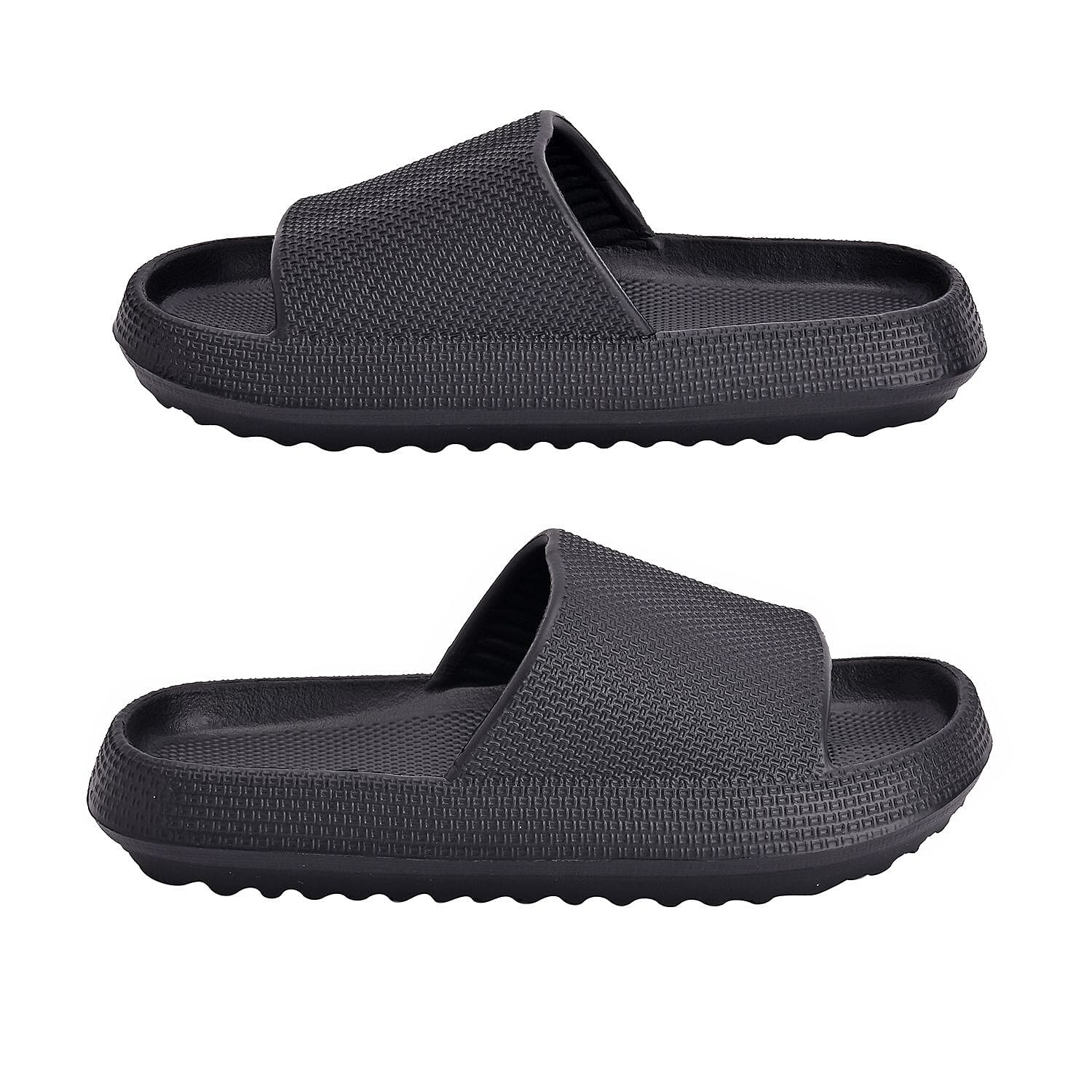 Eva Slippers for Men & Women (Size UK 3-4) - Black