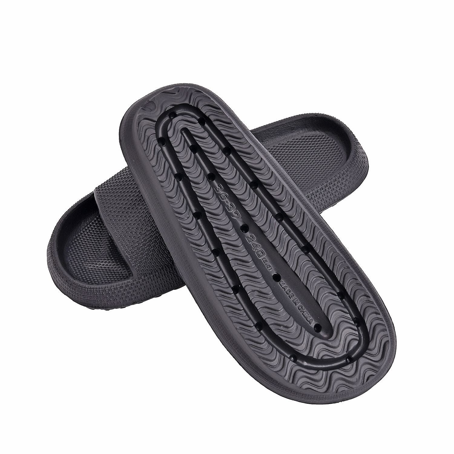 Eva Slippers for Men & Women (Size UK 3-4) - Black