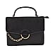 Hong Kong Closeout Deal - Chandra Block Handbag with Handle Drop and Shoulder Strap - Black