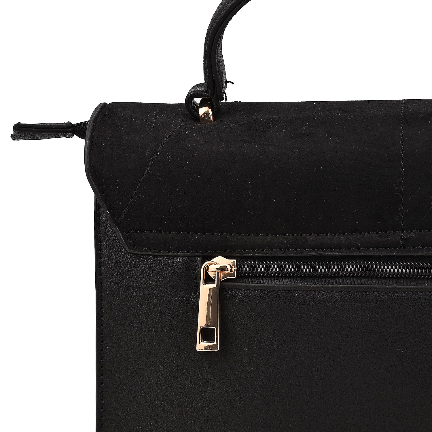 Hong Kong Closeout - Chandra Block Handbag with Handle Drop & Shoulder Strap - Black