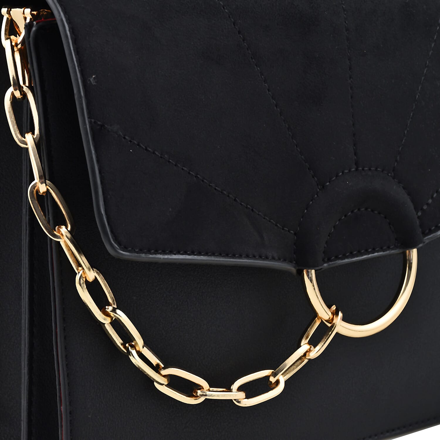 Hong Kong Closeout - Chandra Block Handbag with Handle Drop & Shoulder Strap - Black