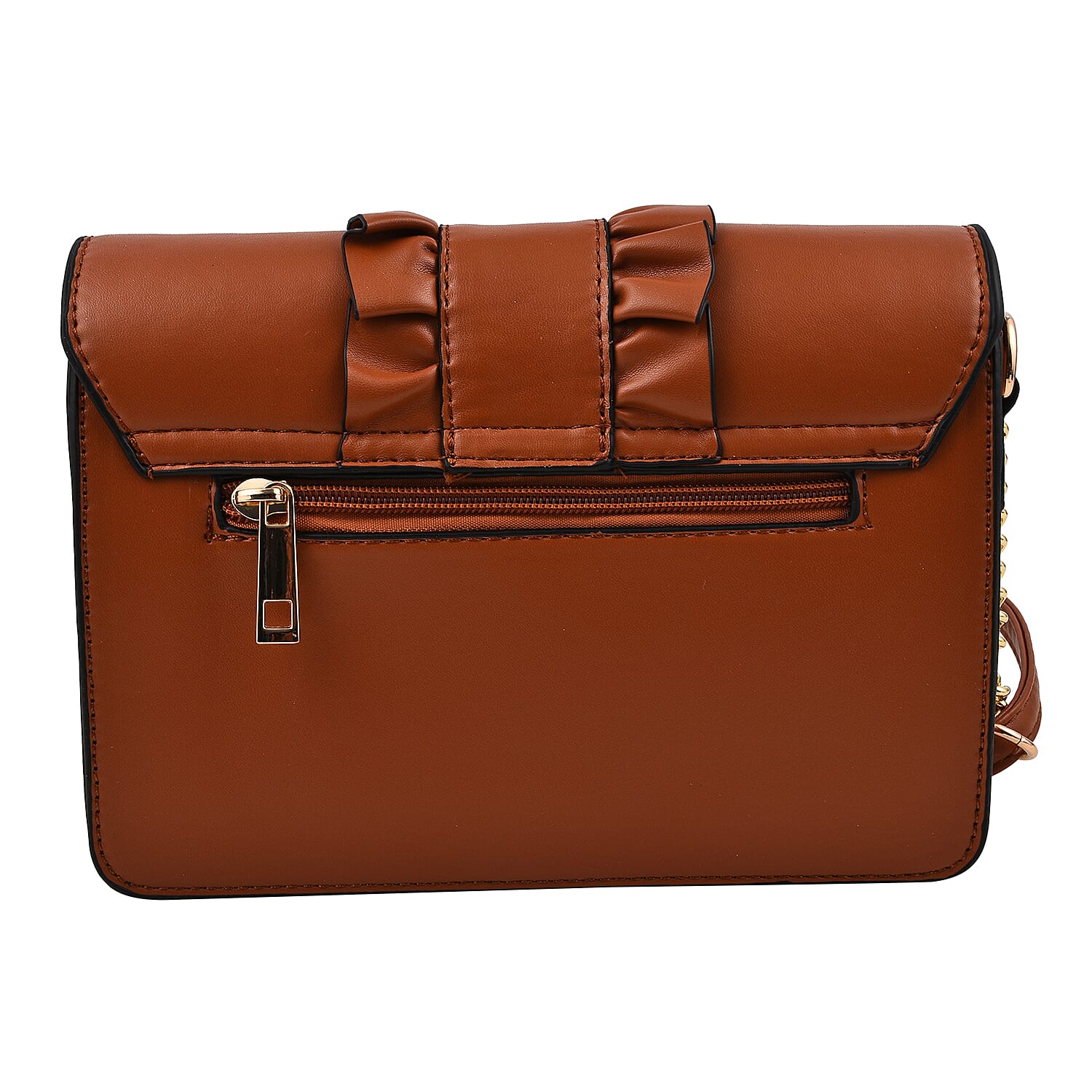 Hong Kong Closeout -Florence Frill Detail Handbag with Shoulder Strap (Size 21x14x7 cm) - Burgundy