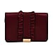 Hong Kong Closeout -Florence Frill Detail Handbag with Shoulder Strap (Size 21x14x7 cm) - Burgundy