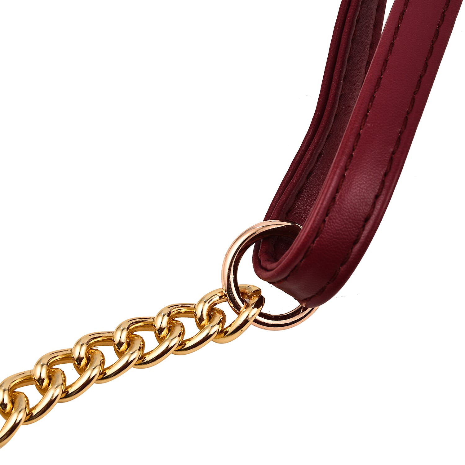 Hong Kong Closeout -Florence Frill Detail Handbag with Shoulder Strap (Size 21x14x7 cm) - Burgundy